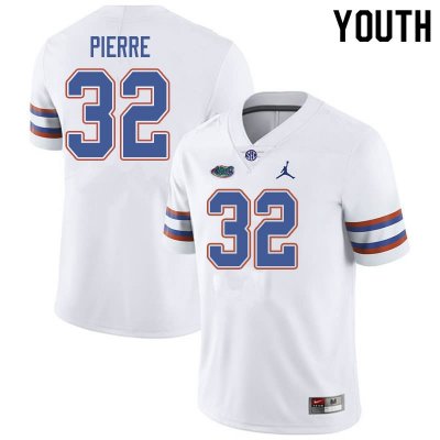 Youth Florida Gators #32 Jesiah Pierre NCAA Jordan Brand White Authentic Stitched College Football Jersey IRJ2262UP